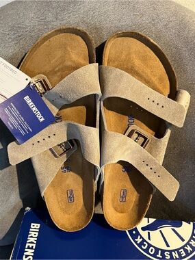 Birkenstock Men’s Arizona Sandals Taupe Size 12 US 45 EU Soft Footbed